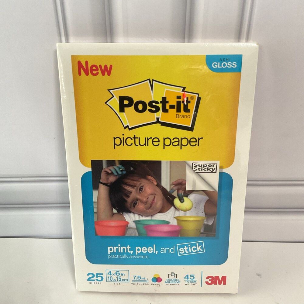 Post-It Print Peel and Stick 4x6  Semi Gloss Picture Paper 25 Sheets